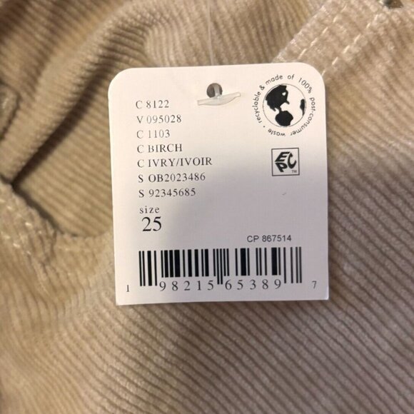 Free People We The Free Risk Taker High Rise Ivory Cord Jeans Size 25 NWT - Picture 5 of 7